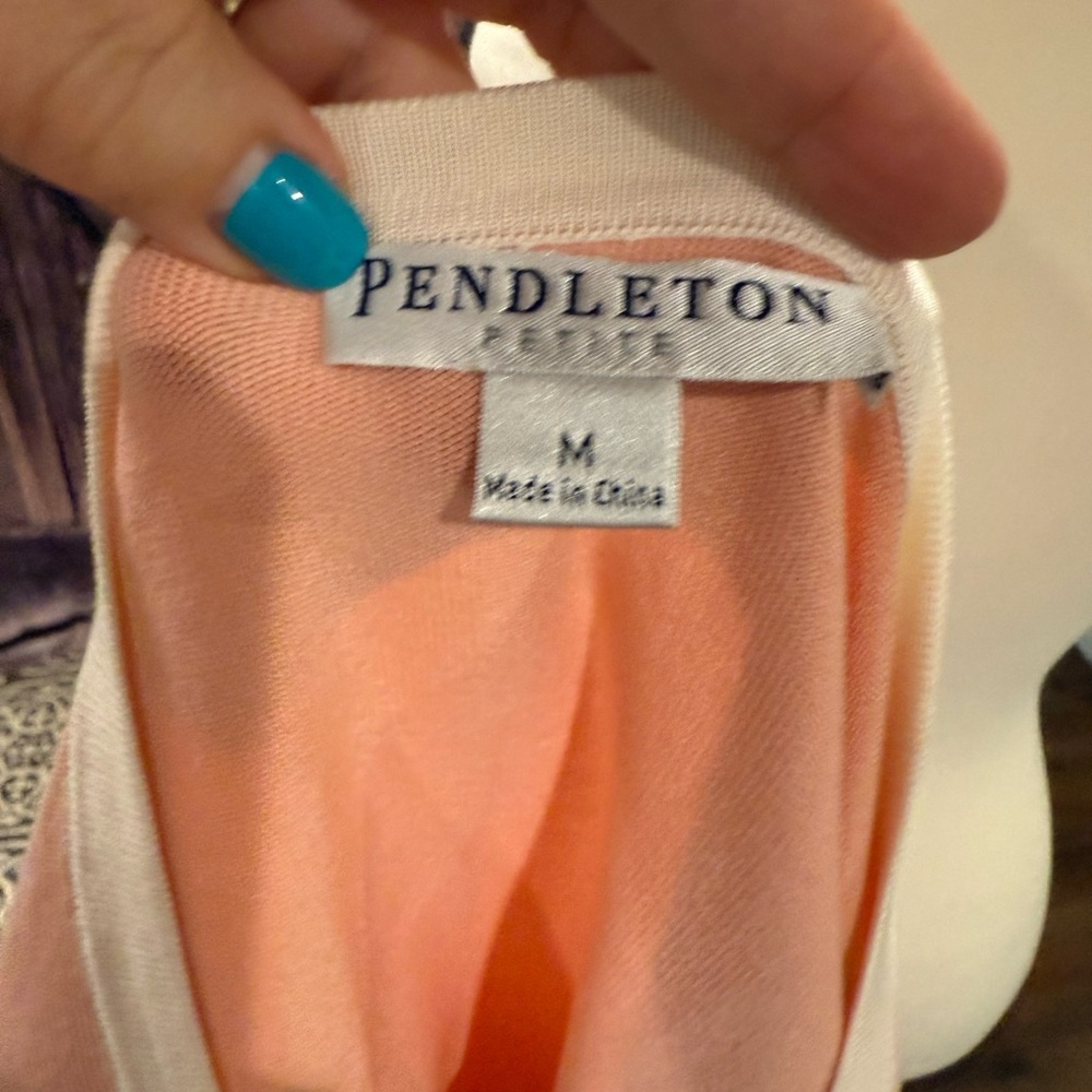 Silk Pendleton Peach Button Down Long Sleeve Shir… - image 7